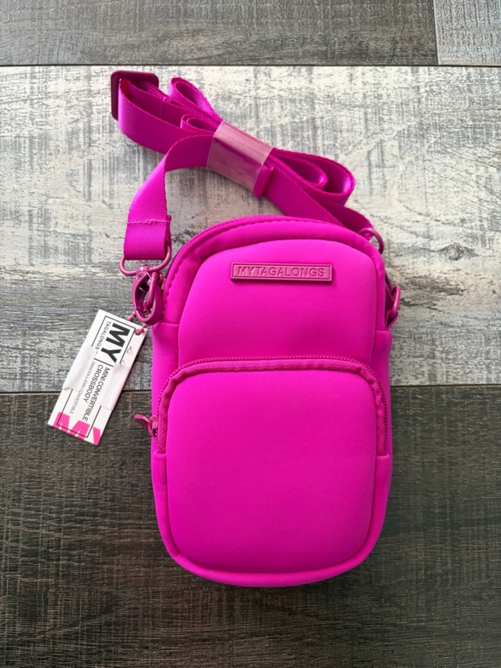 MYTAGALONGS Hot Pink Mini Convertible Crossbody Neoprene Bag NWT